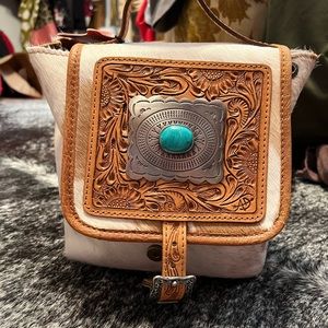 American Darling small backpack. Cow hide and leather
